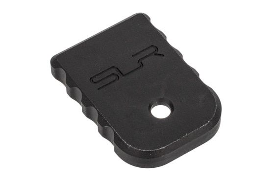 SLR Rifleworks Glock magazine floor plate is 6061-T6 aluminum with black anodized finish